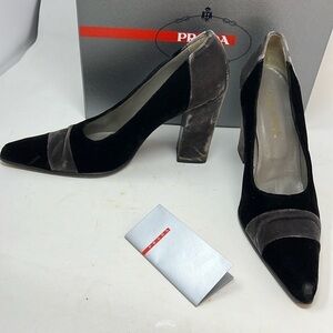 Prada Sz 40 US 10 Grey Crushed Velvet Pumps